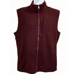 Ralph Lauren Chaps Mens Burgundy Full Zip Fleece Lined Vest Mock Neckline Medium